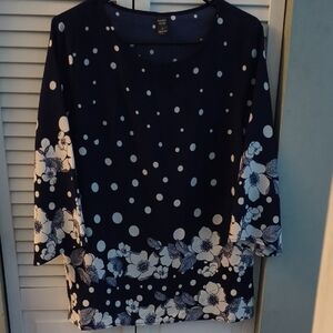 Elegant Navy Floral Blouse